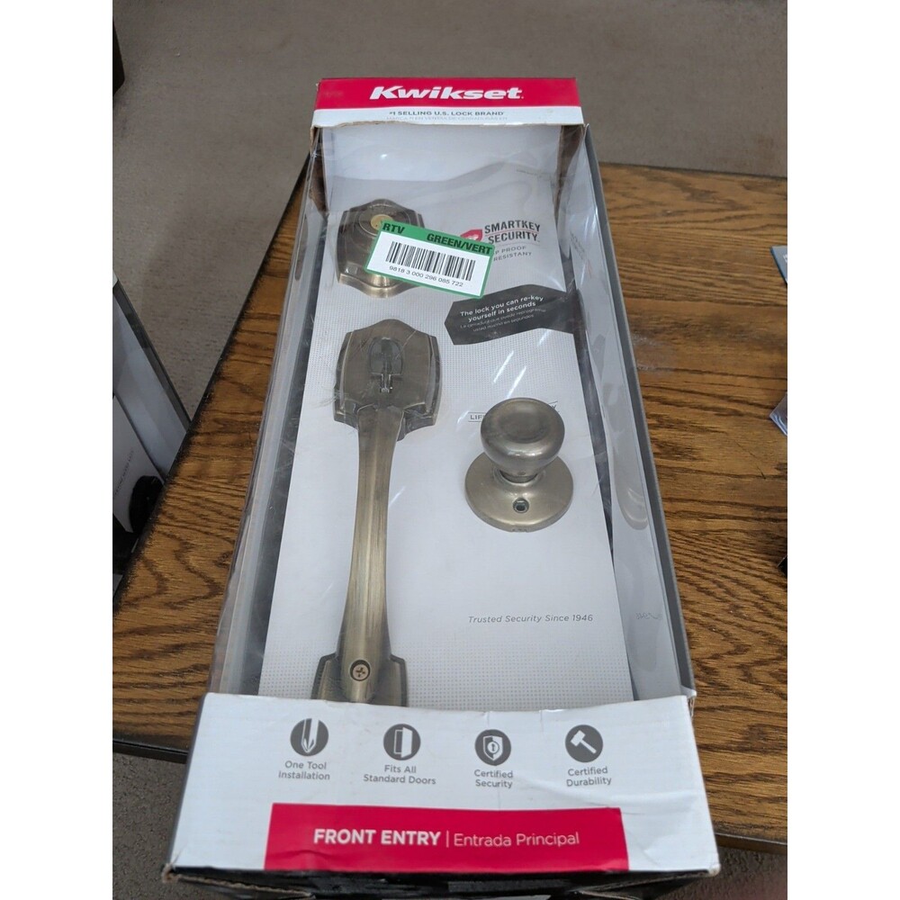 Kwikset Belleview Single Cylinder Antique Brass Handle Set